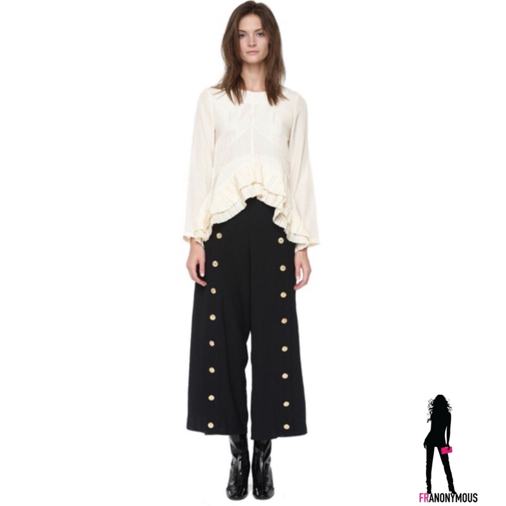 Style Mafia Black Flare Pants with Gold Buttons - Picture 1 of 4